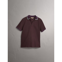 BLACKCURRANT Polo en piqué de coton avec col rayé