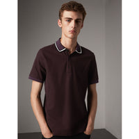 BLACKCURRANT Polo en piqué de coton avec col rayé