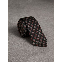 MID GREY Cravate fine en soie Paisley
