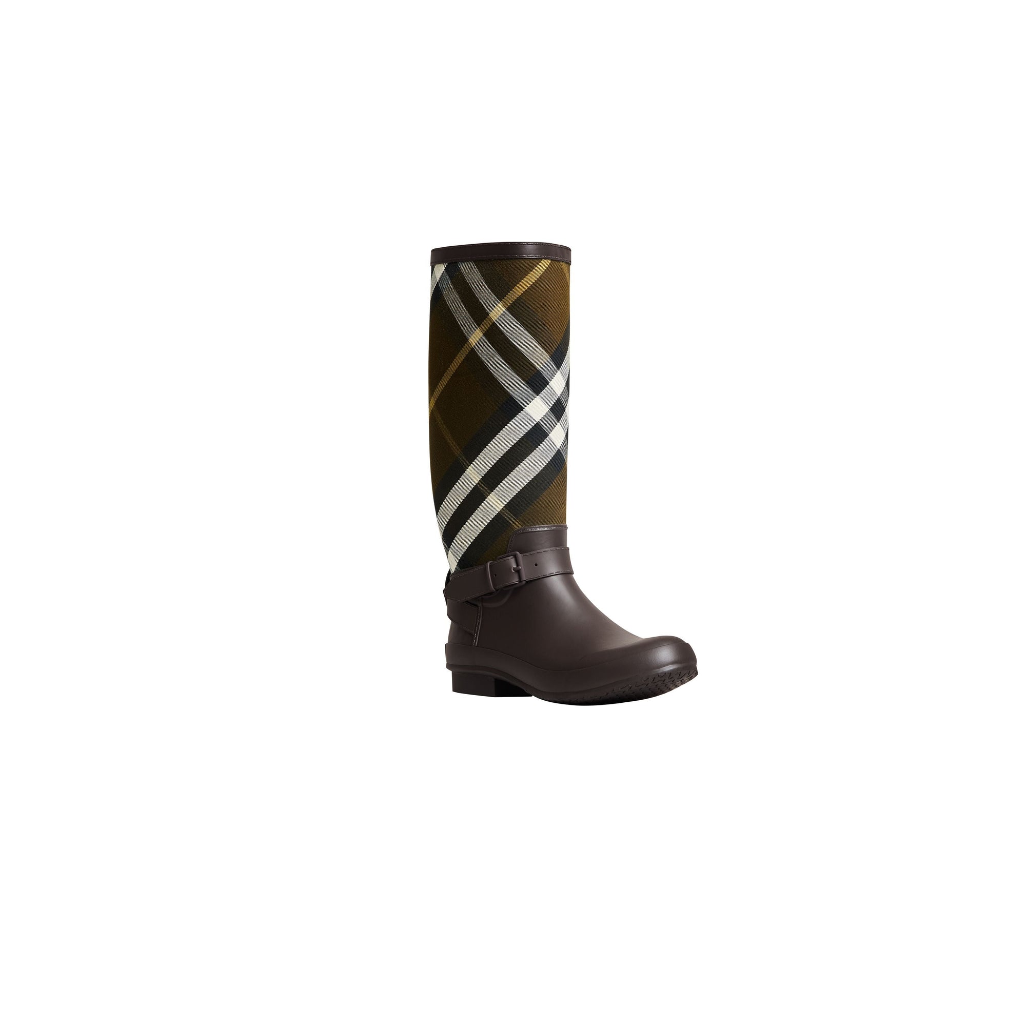 BITTER CHOCOLATE Bottines de pluie en caoutchouc et tissu House check avec élément ceinturé