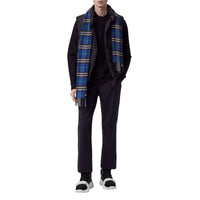 BRIGHT NAVY Écharpe en cachemire à motif check