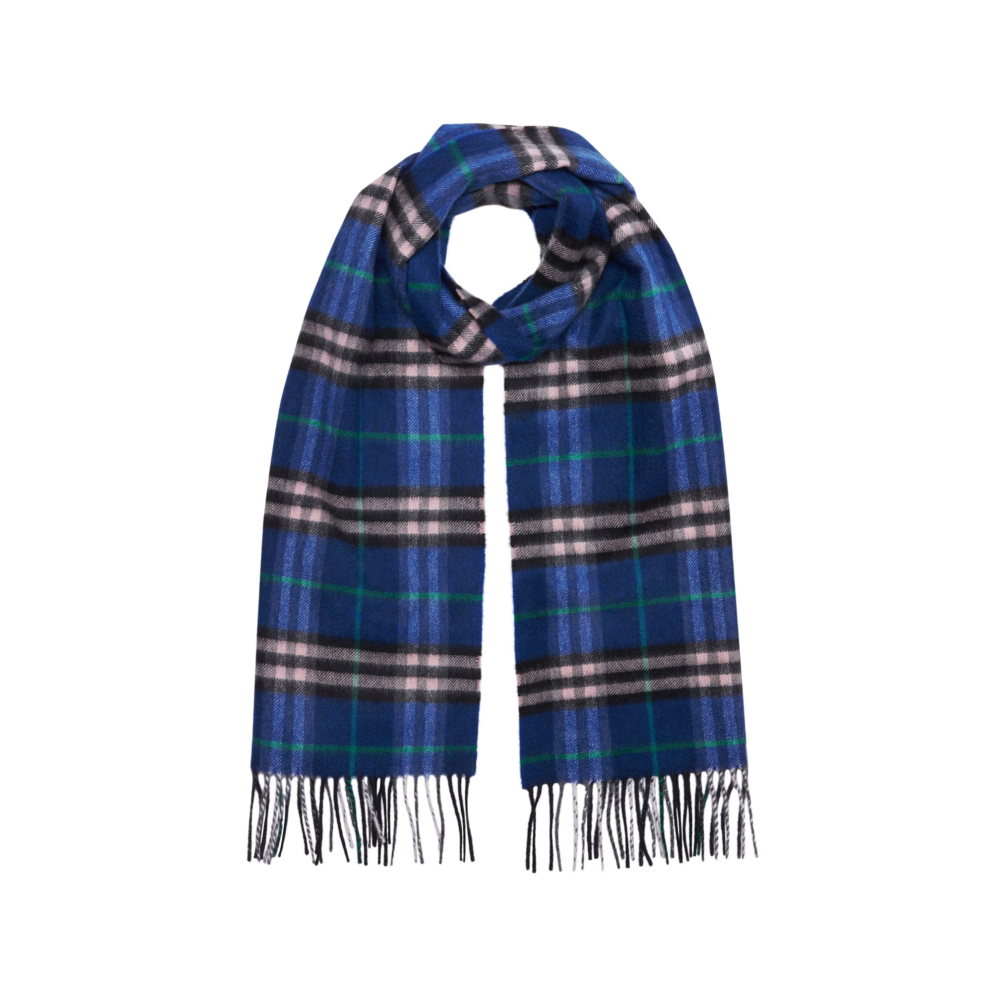 BRIGHT NAVY Écharpe en cachemire à motif check