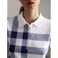 PALE BLUE Polo en piqué de coton extensible à motif check