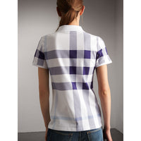 PALE BLUE Polo en piqué de coton extensible à motif check