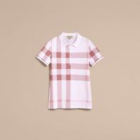 ANTIQUE ROSE Polo en piqué de coton extensible à motif check