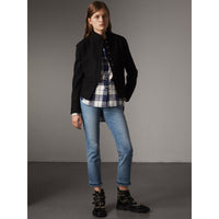 BRIGHT NAVY Chemise de style militaire en flanelle de coton à motif check