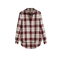 Chemise de style militaire en flanelle de coton à motif check - Carmin