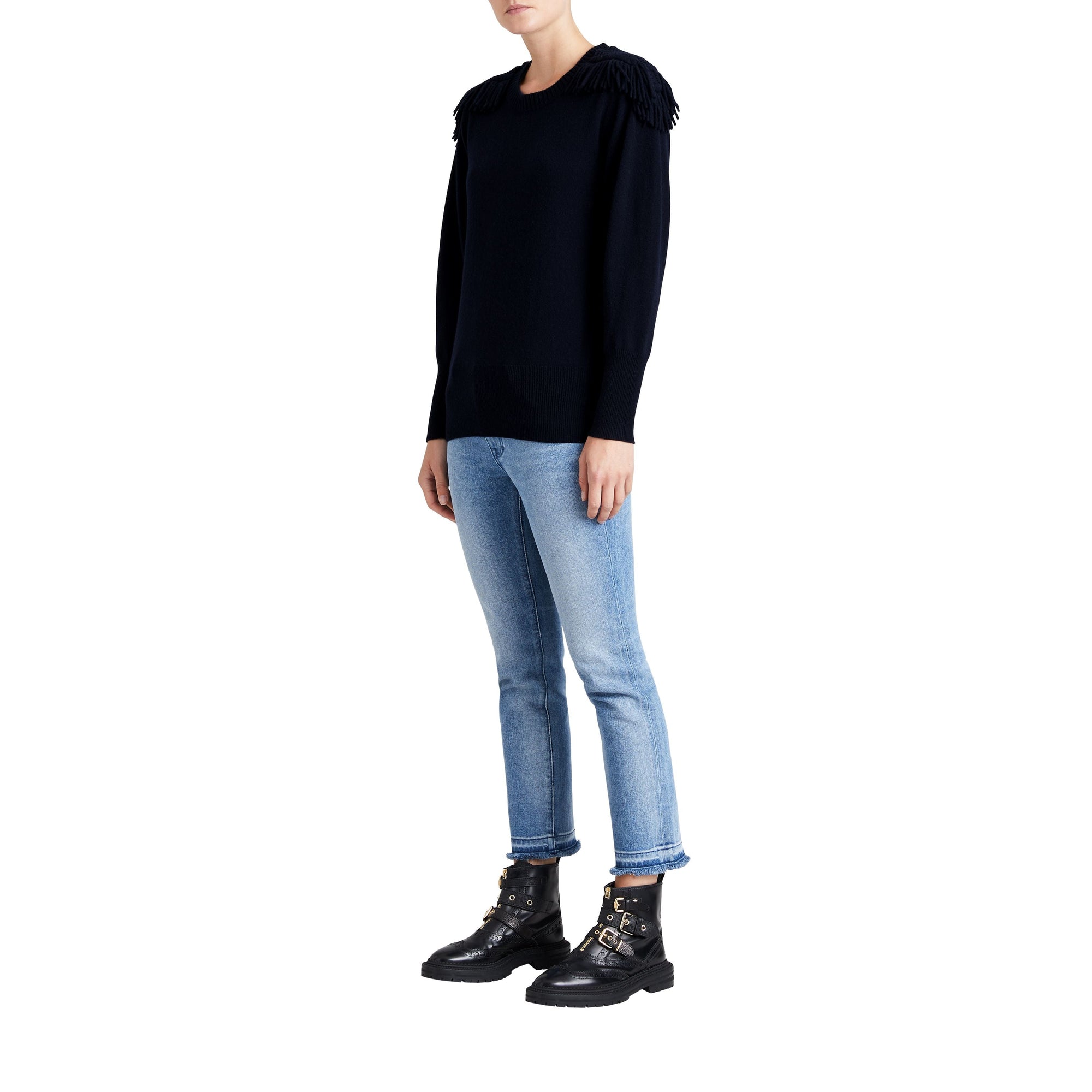 NAVY Pull en laine et cachemire avec galons militaires