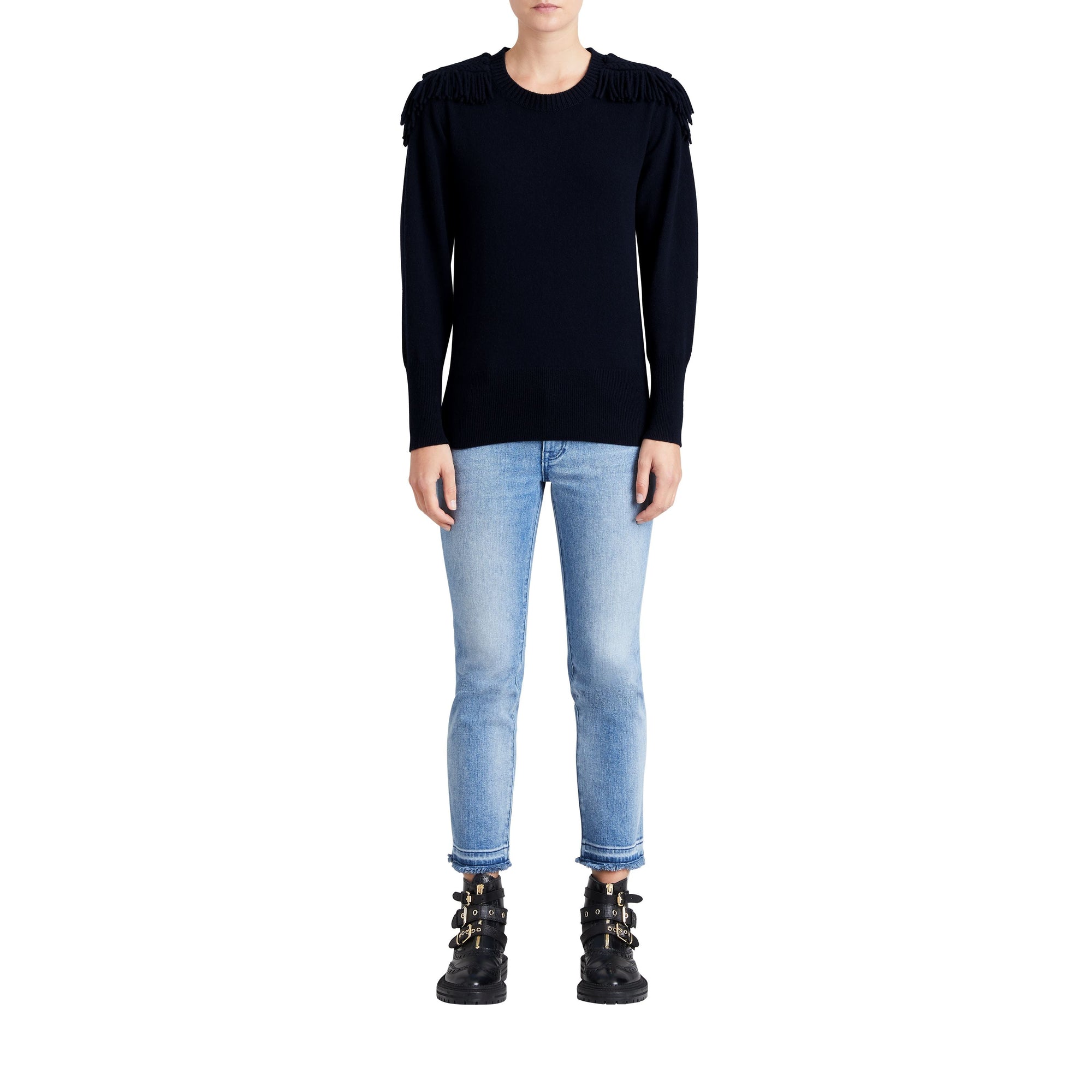NAVY Pull en laine et cachemire avec galons militaires