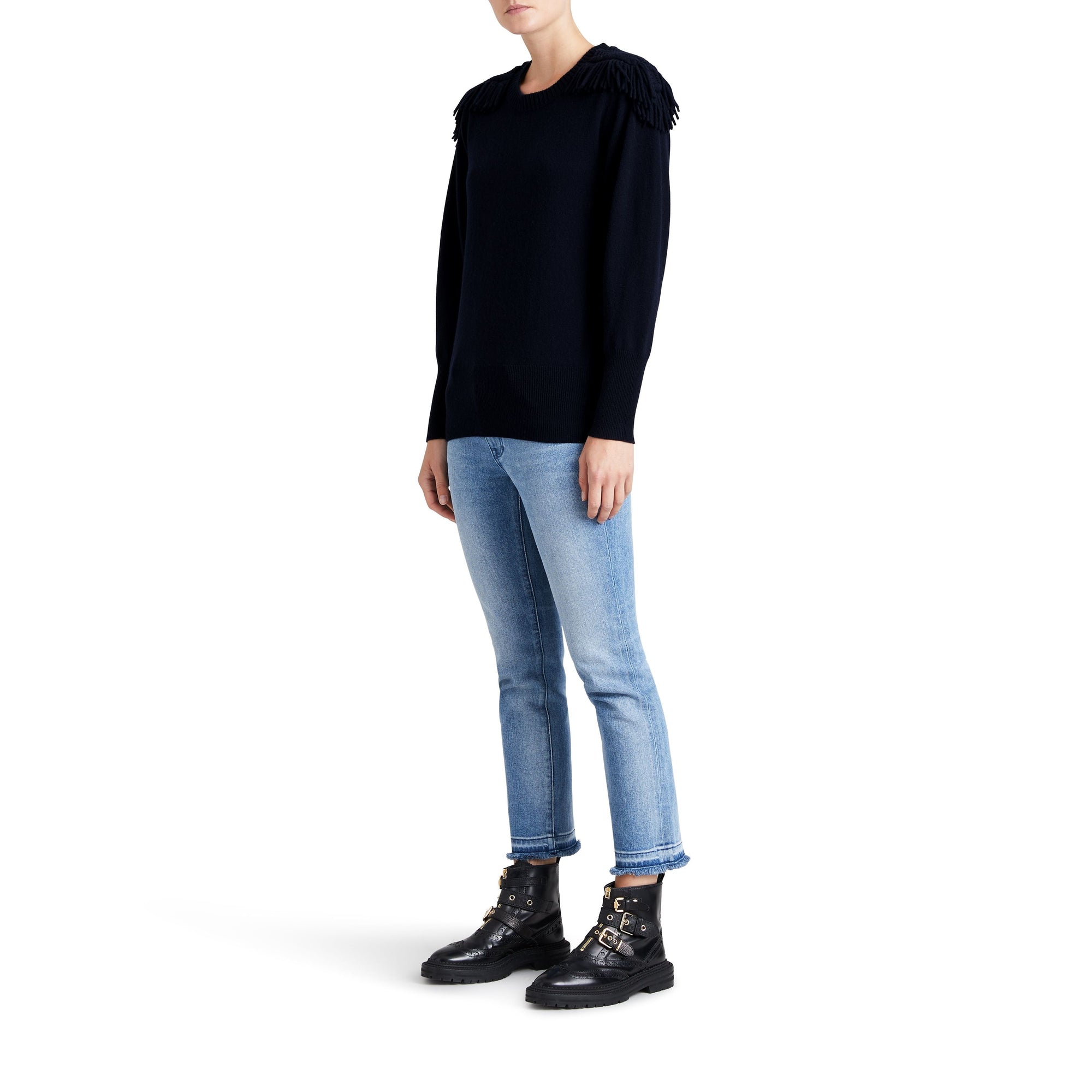 NAVY Pull en laine et cachemire avec galons militaires