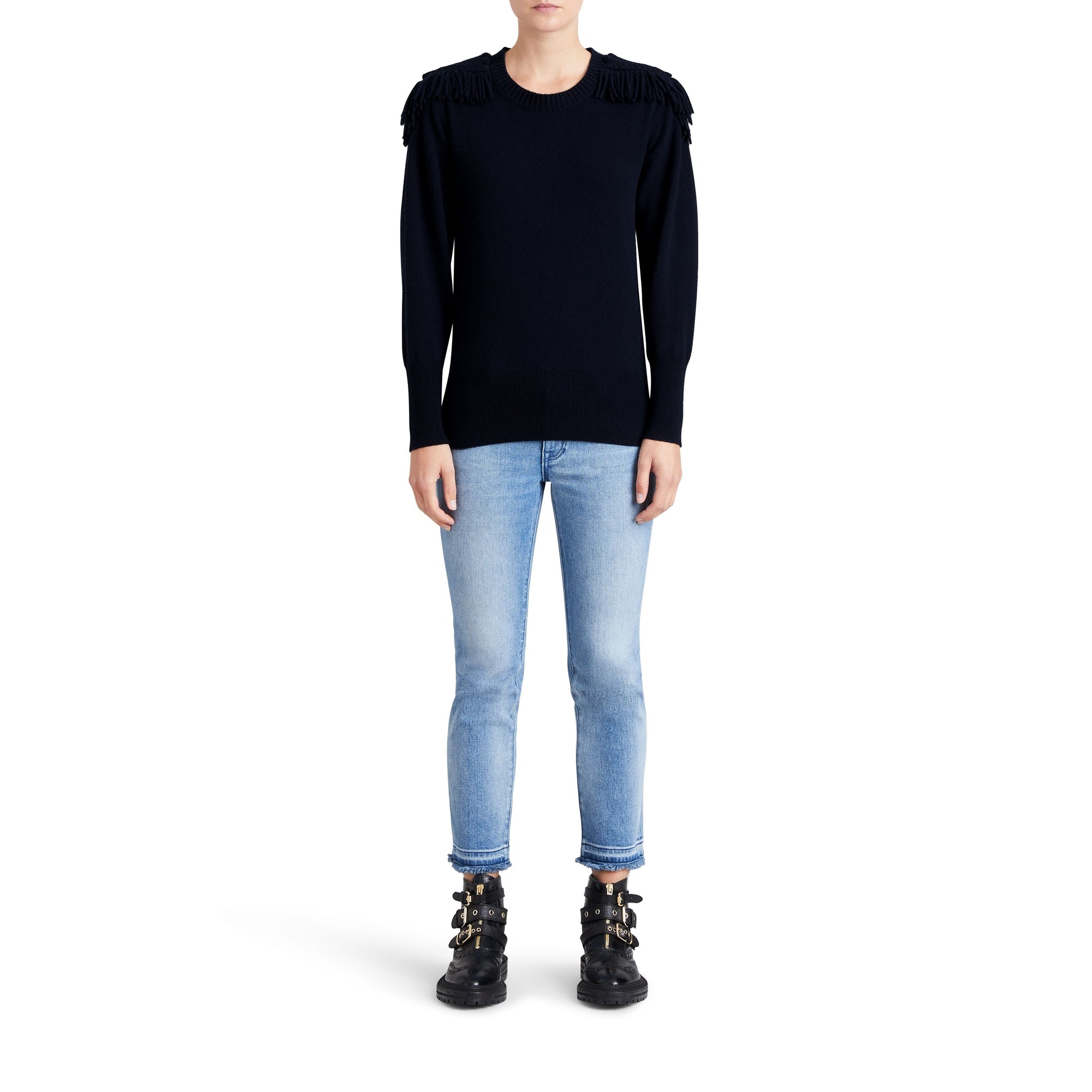 NAVY Pull en laine et cachemire avec galons militaires