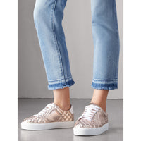METALLIC NUDE Sneakers en cuir avec matelassage à motif check métallisé