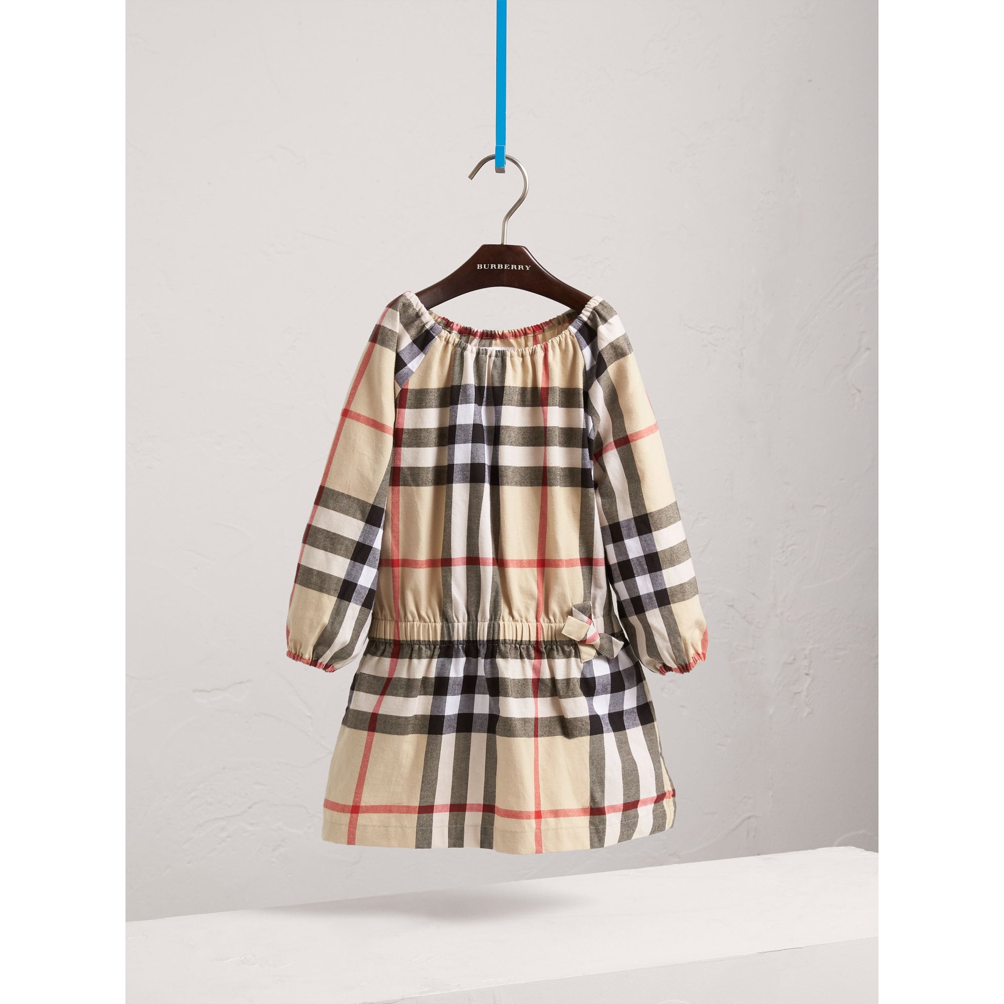 NEW CLASSIC Robe en flanelle de coton à motif check et fronces