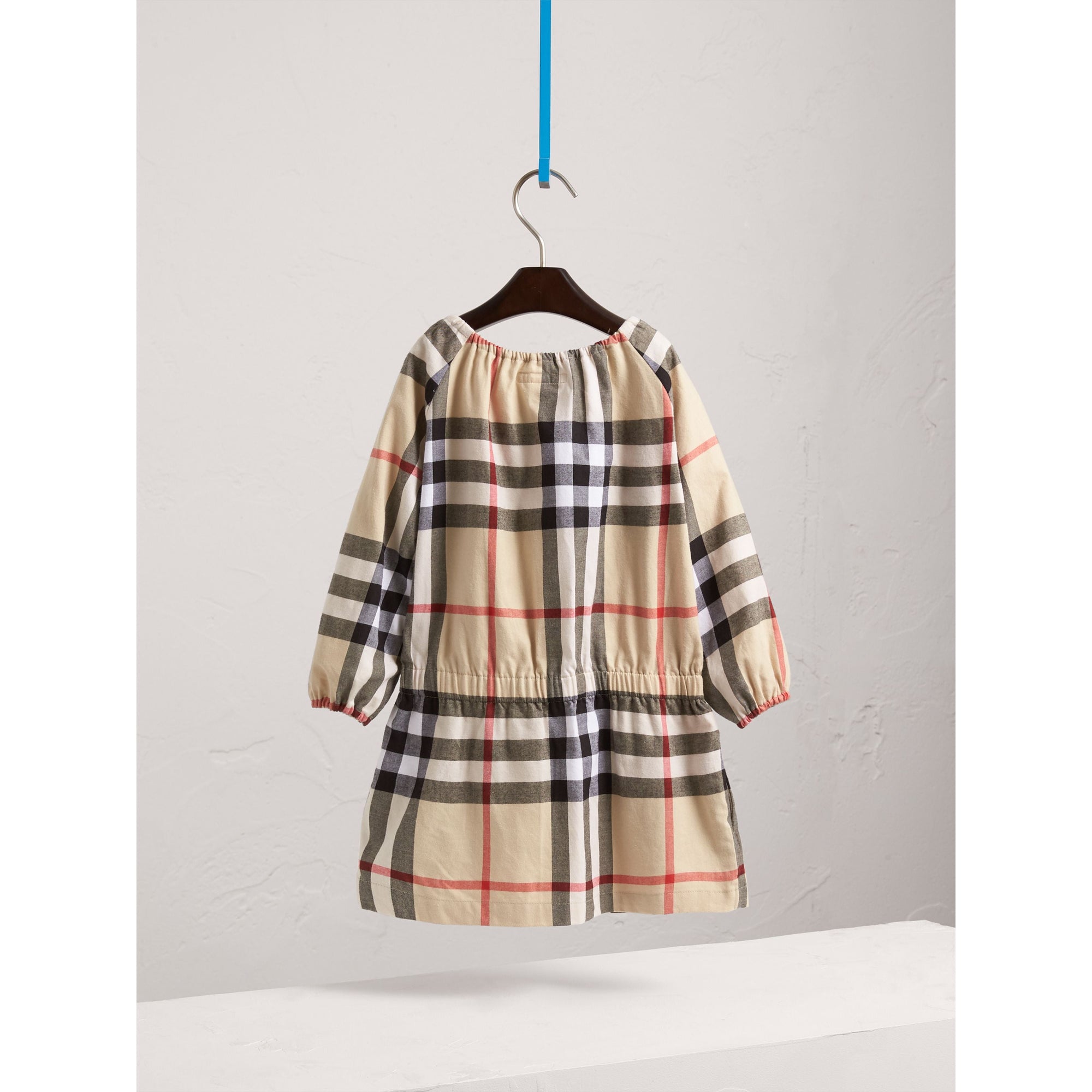NEW CLASSIC Robe en flanelle de coton à motif check et fronces