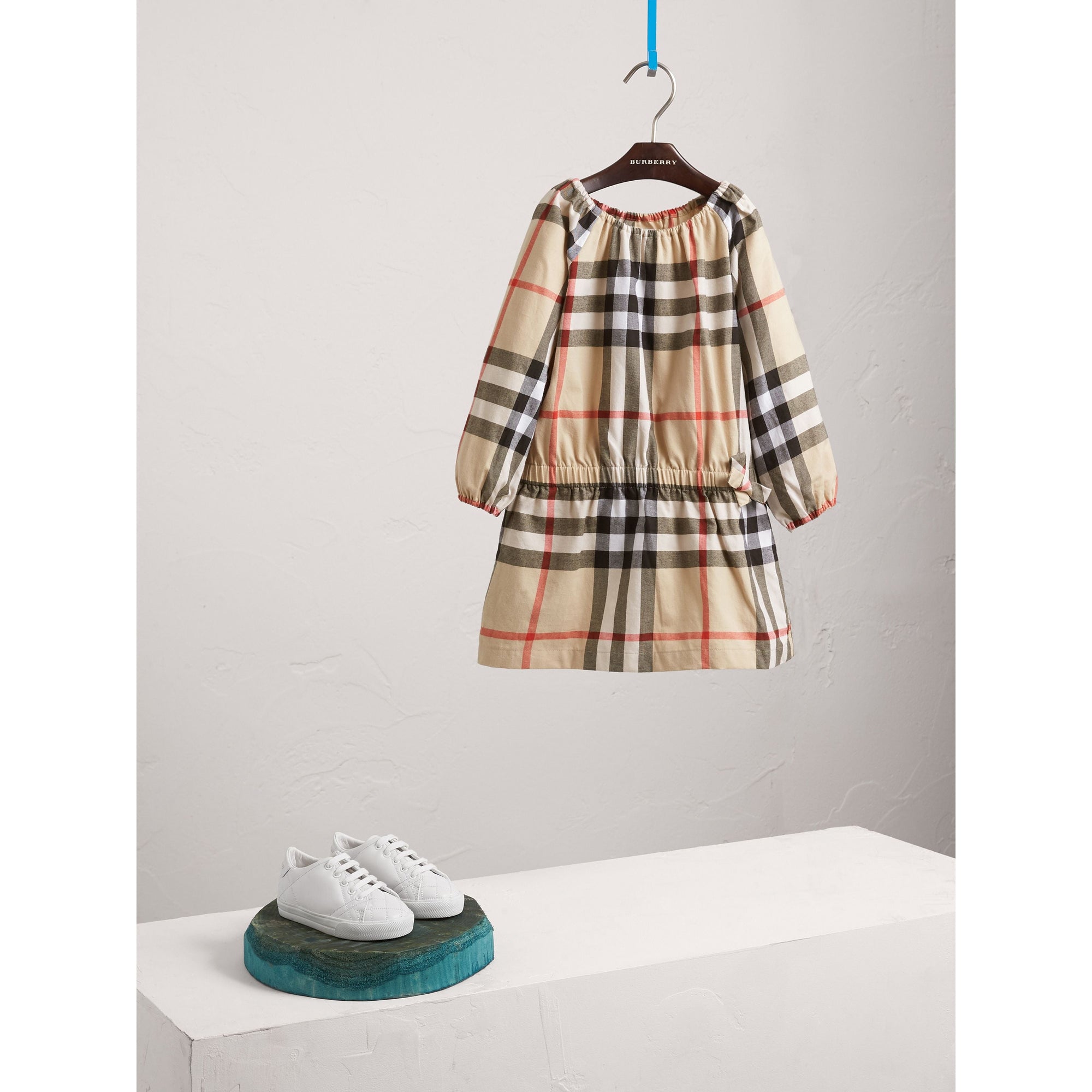 NEW CLASSIC Robe en flanelle de coton à motif check et fronces