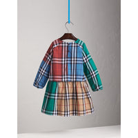 CAMEL Robe froncée en coton à motif check color-block