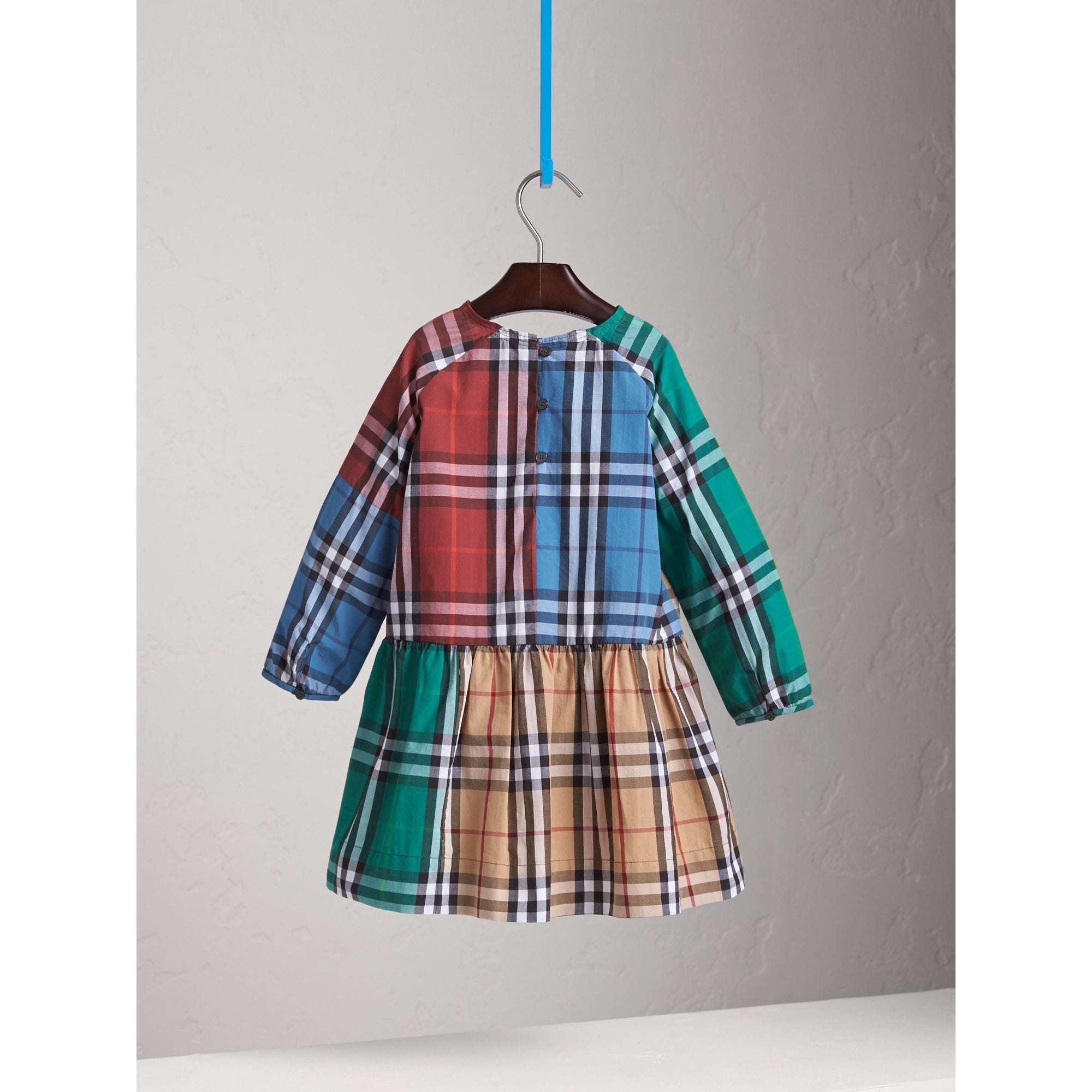 CAMEL Robe froncée en coton à motif check color-block
