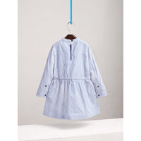 PALE BLUE/WHITE Robe chemise en coton et lin avec appliqué icônes londoniennes