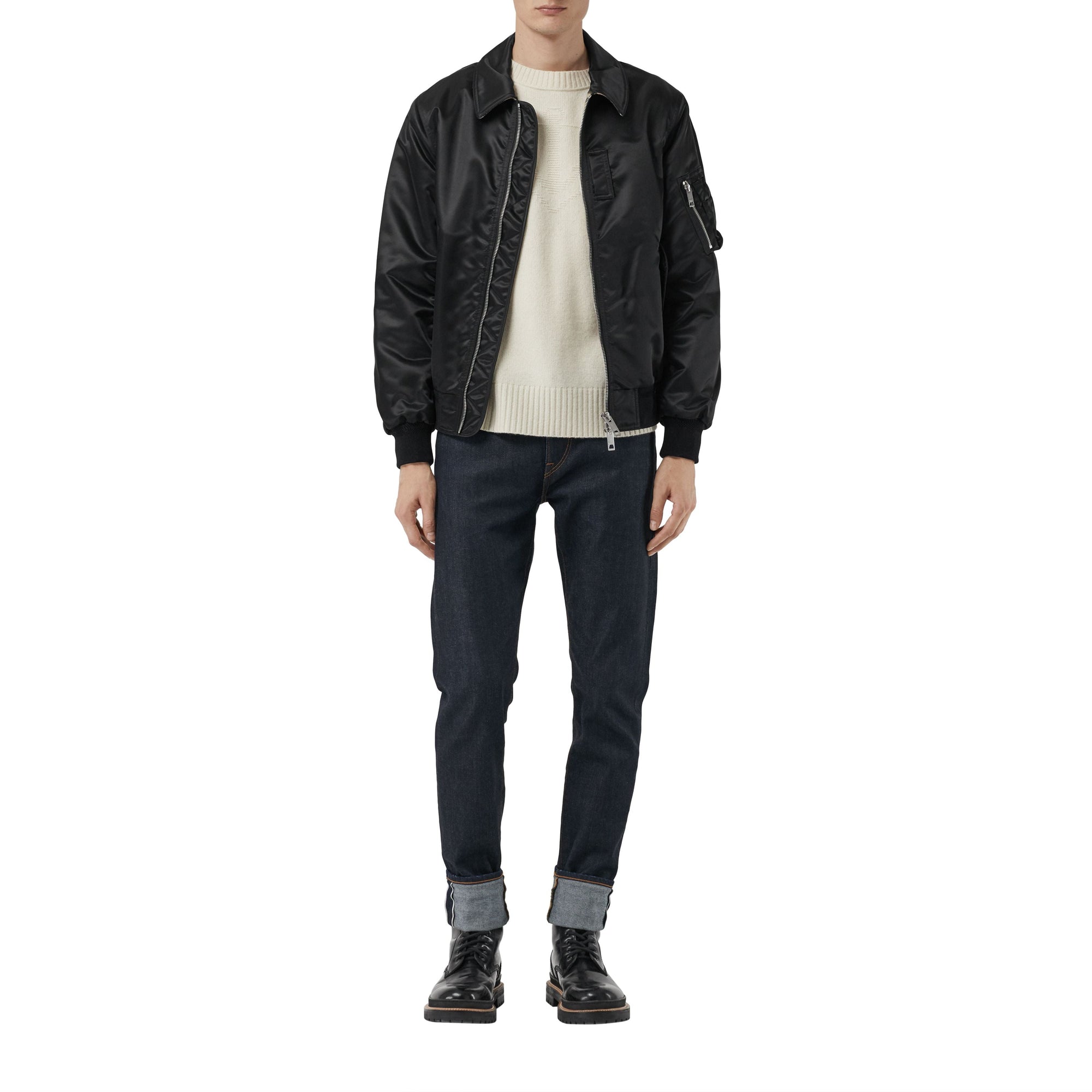 BLACK Bomber à col en pointe