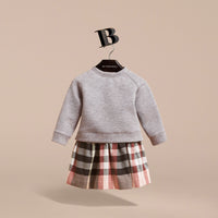 DUSTY PINK Robe pull à motif check contrastant