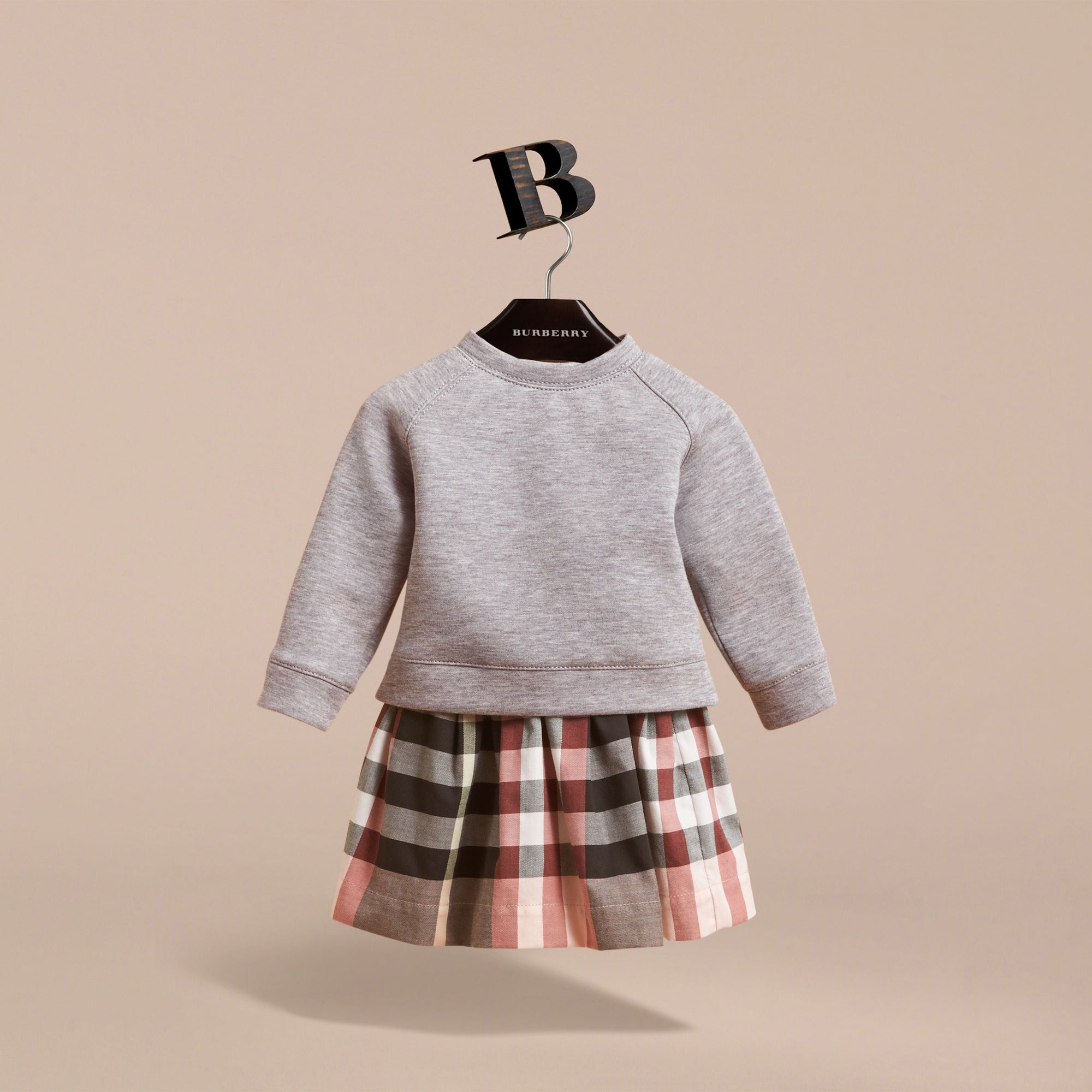DUSTY PINK Robe pull à motif check contrastant