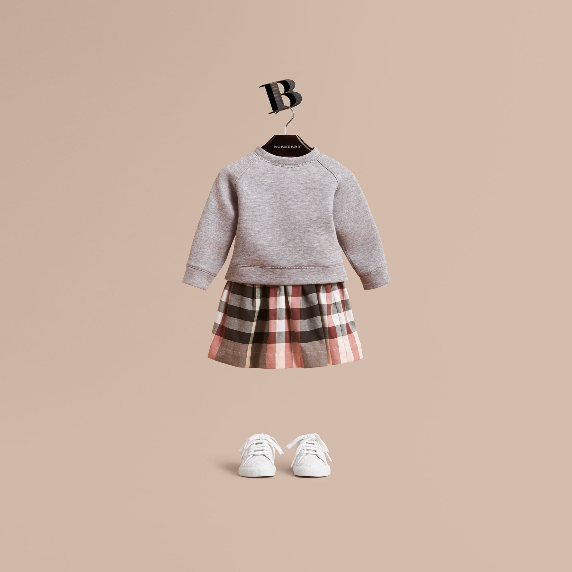 DUSTY PINK Robe pull à motif check contrastant