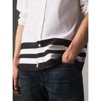 WHITE Chemise en coton extensible avec ourlets à larges bandes