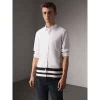 WHITE Chemise en coton extensible avec ourlets à larges bandes