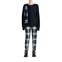 Sweat-shirt en coton avec détails en mailles torsadées et fair isle - Marine