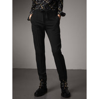 BLACK Pantalon en laine avec ruban à la taille