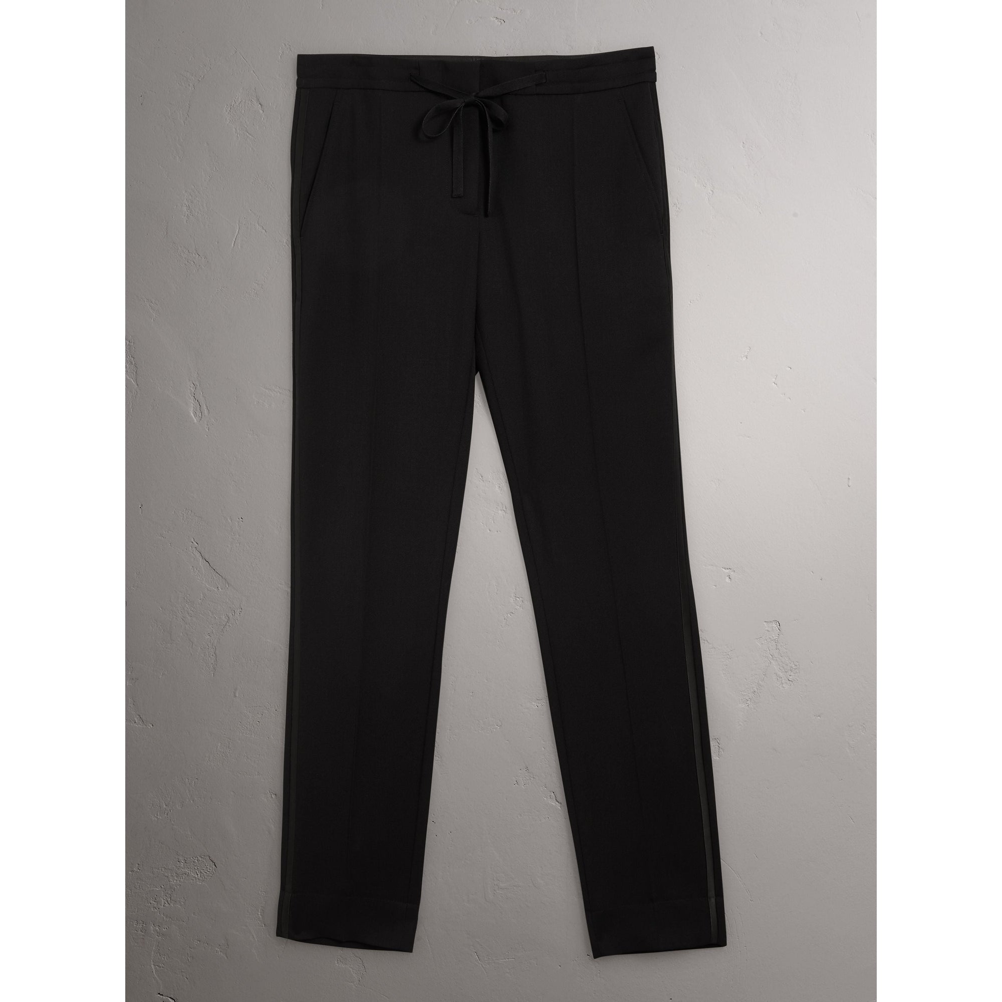 BLACK Pantalon en laine avec ruban à la taille
