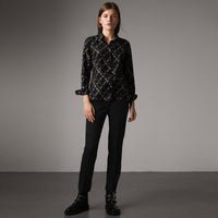 BLACK Pantalon en laine avec ruban à la taille