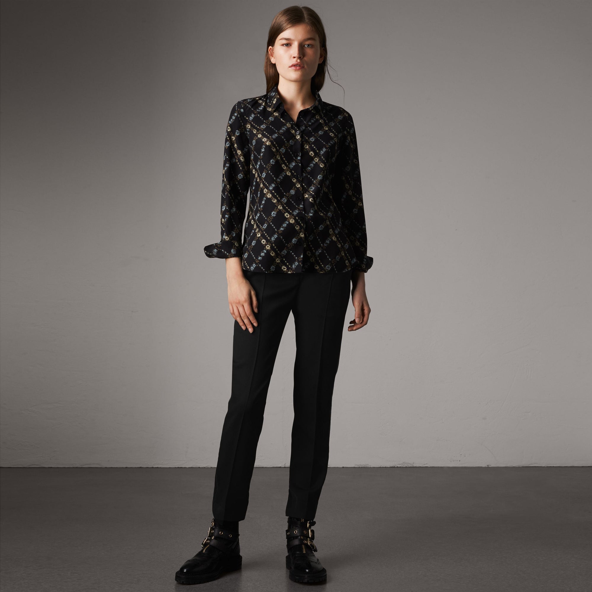 BLACK Pantalon en laine avec ruban à la taille