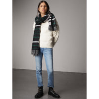 BLACK Écharpe oversize en laine et cachemire à motif check