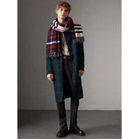 NAVY Écharpe oversize en laine et cachemire à motif check