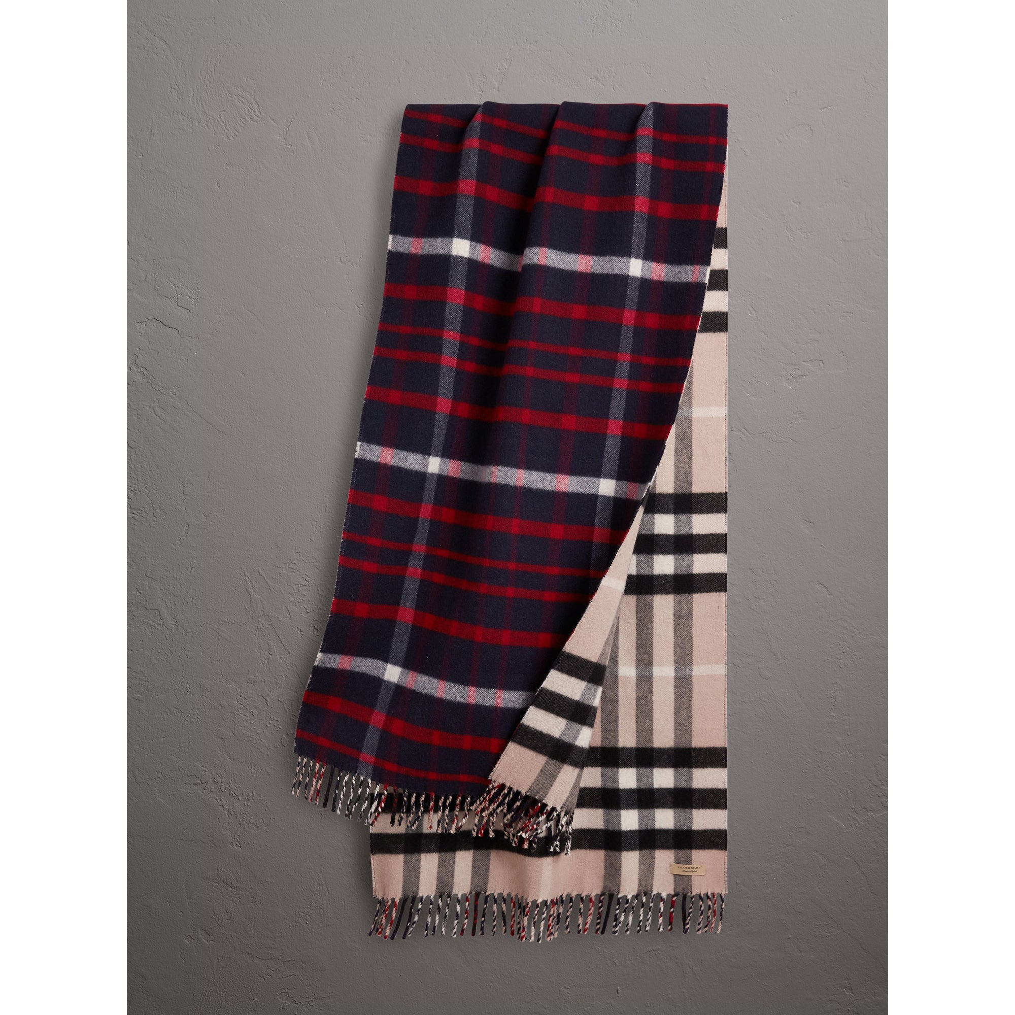 NAVY Écharpe oversize en laine et cachemire à motif check