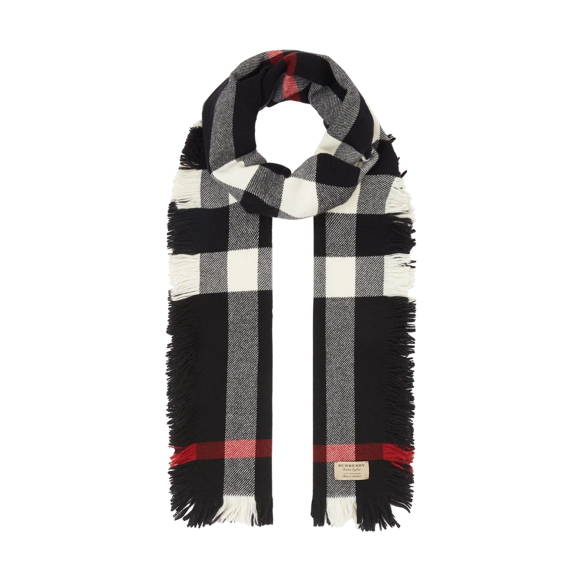 BLACK Écharpe en laine à motif check et à franges