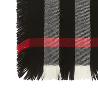 BLACK Écharpe en laine à motif check et à franges