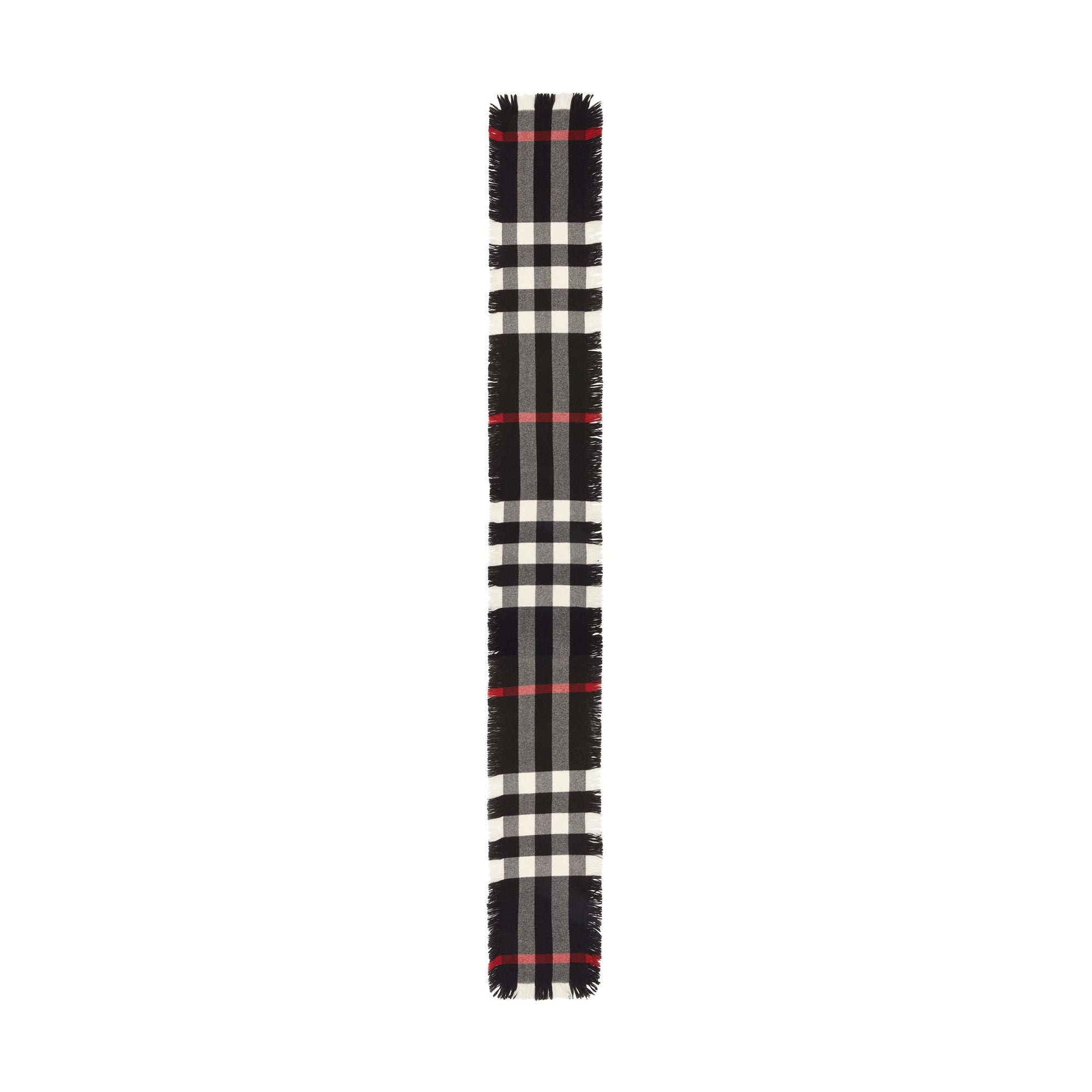 Écharpe en laine à motif check et à franges - Noir