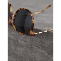 DARK BROWN Lunettes de soleil à monture ronde avec motif check