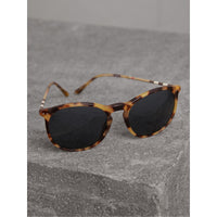 DARK BROWN Lunettes de soleil à monture ronde avec motif check