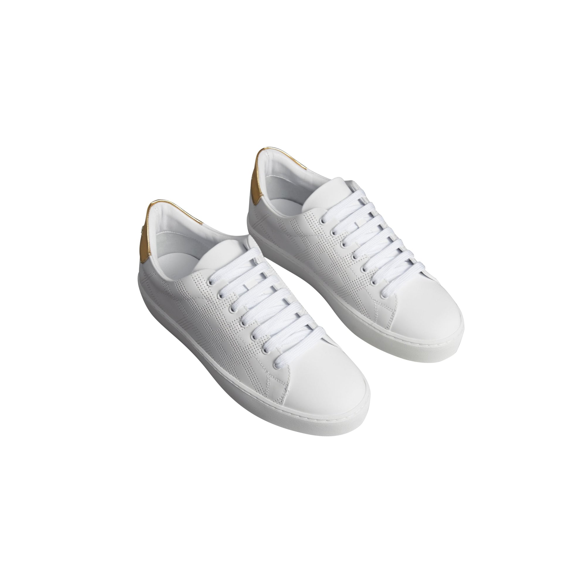 OPTIC WHITE Sneakers en cuir à motif check perforé