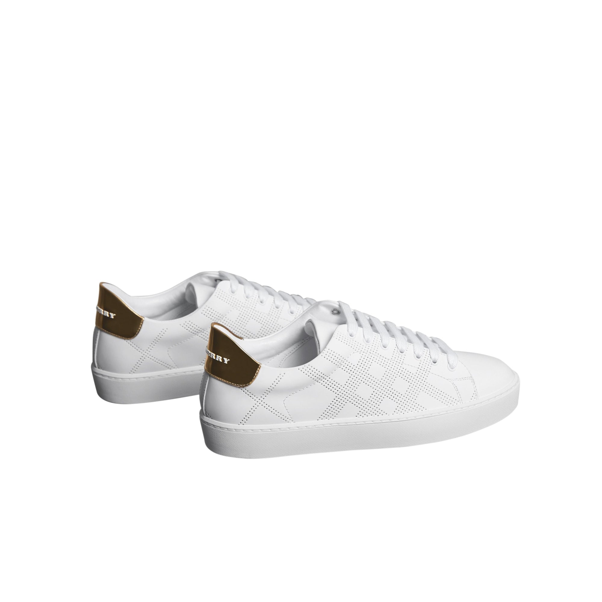 OPTIC WHITE Sneakers en cuir à motif check perforé