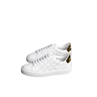 OPTIC WHITE Sneakers en cuir à motif check perforé