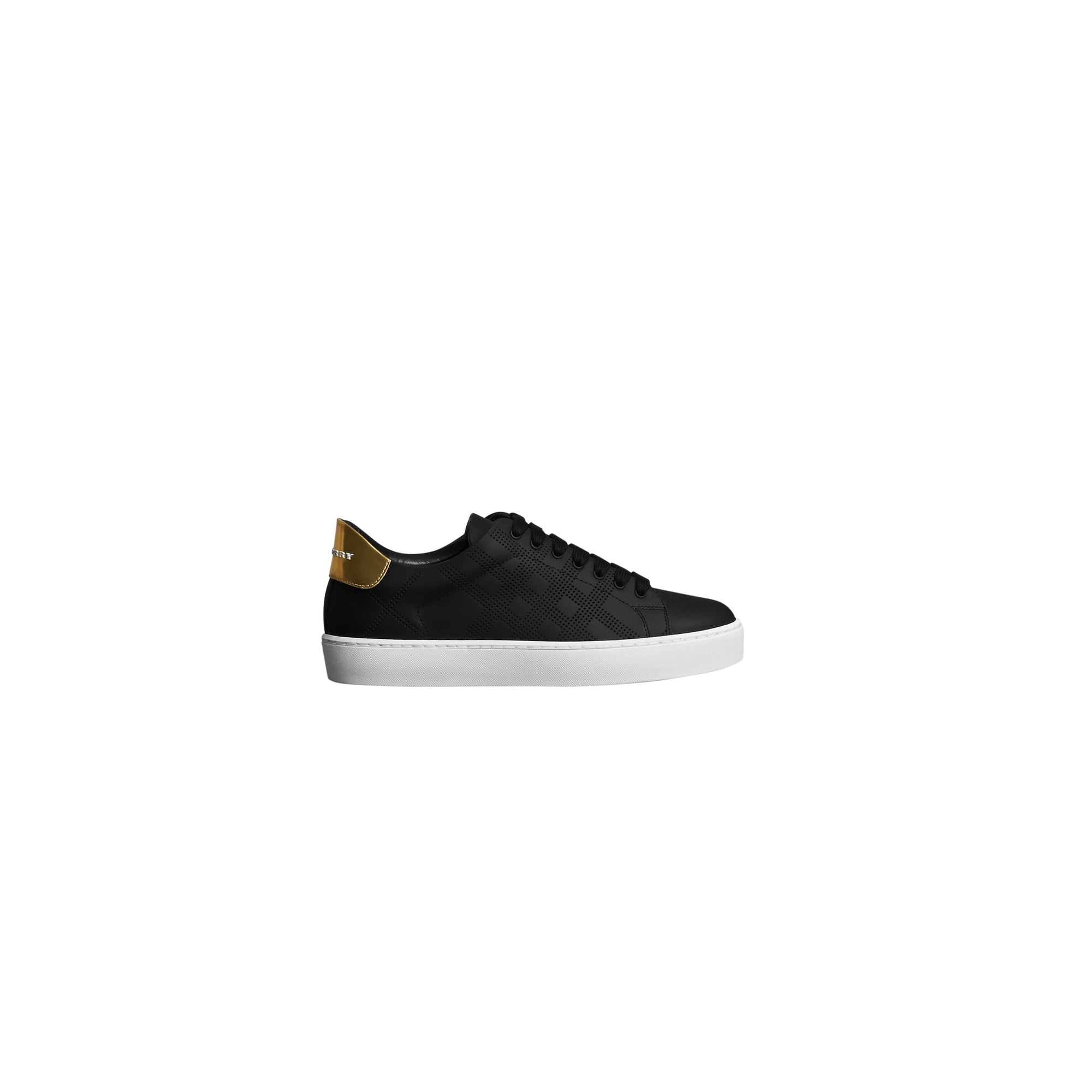 BLACK Sneakers en cuir à motif check perforé