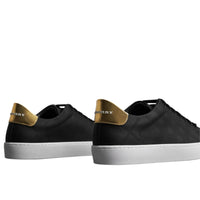 BLACK Sneakers en cuir à motif check perforé