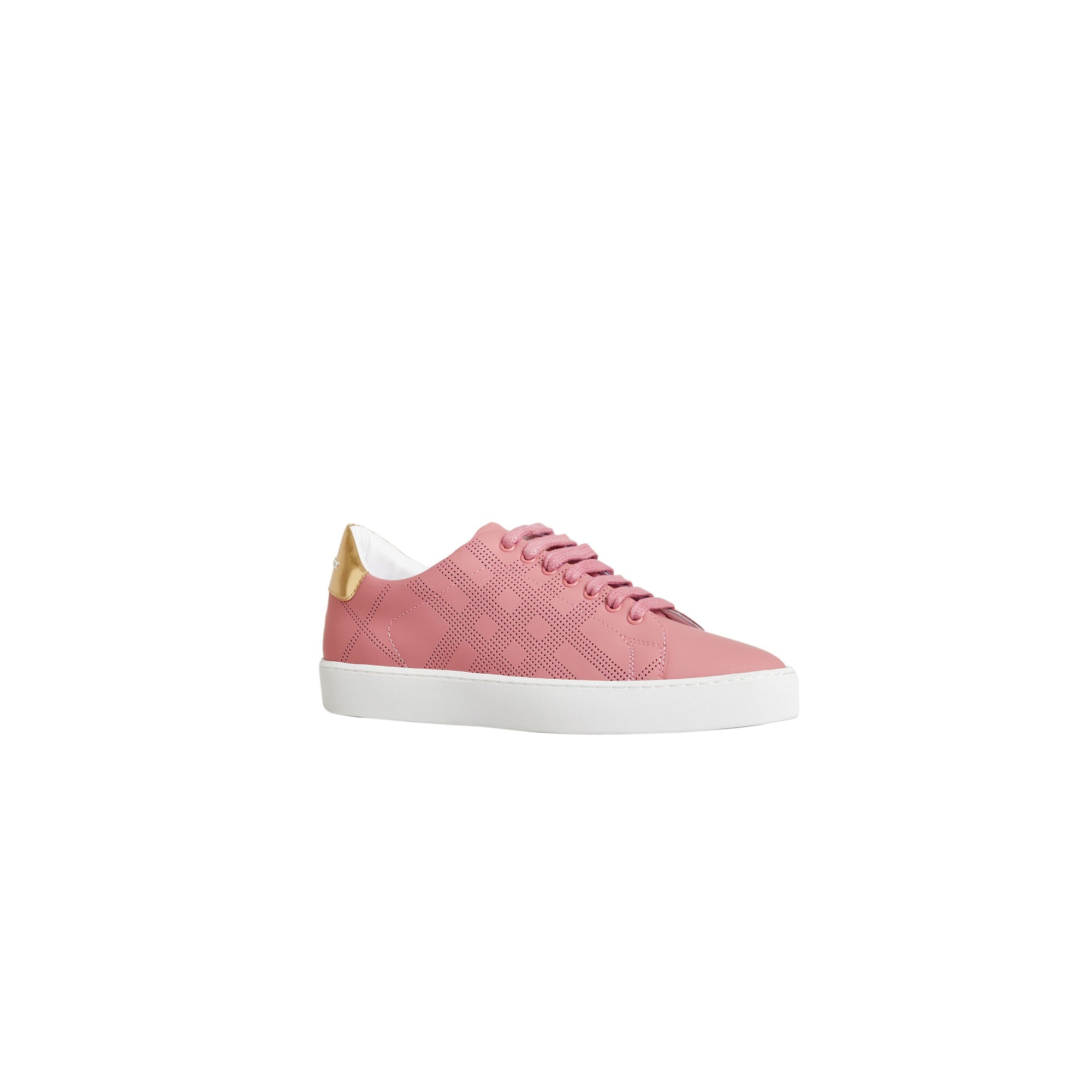 ROSE PINK Sneakers en cuir à motif check perforé