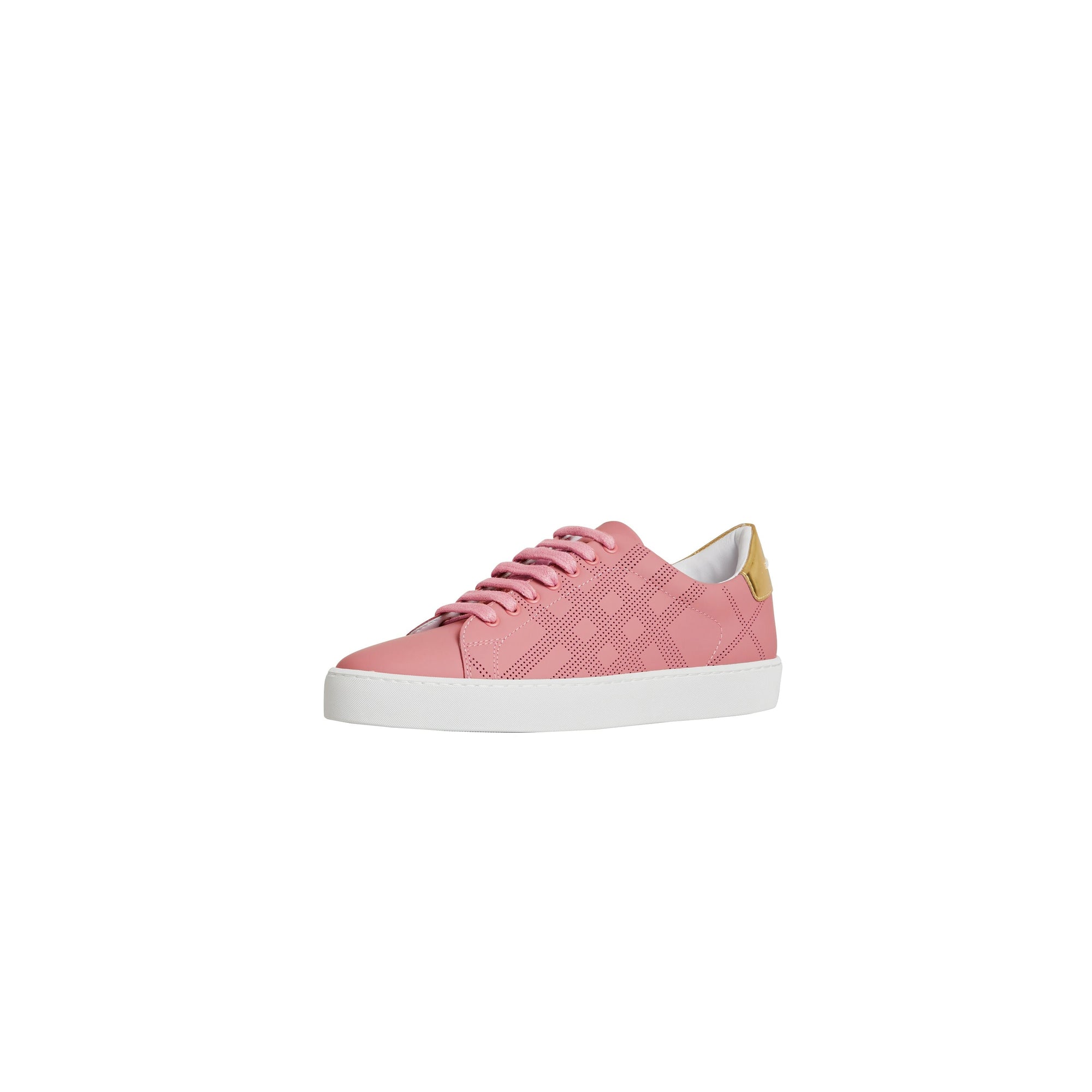 ROSE PINK Sneakers en cuir à motif check perforé