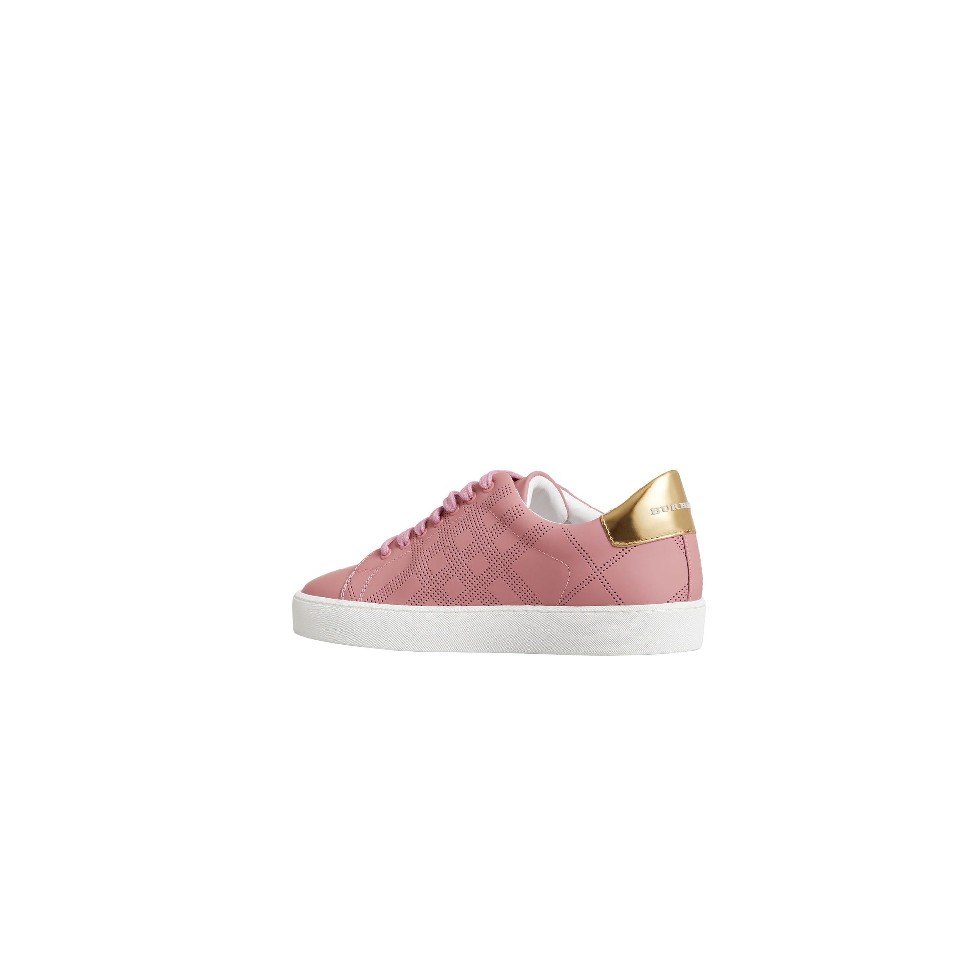 ROSE PINK Sneakers en cuir à motif check perforé