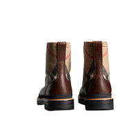 MID CAMEL Bottines en cuir et check avec doublure en shearling